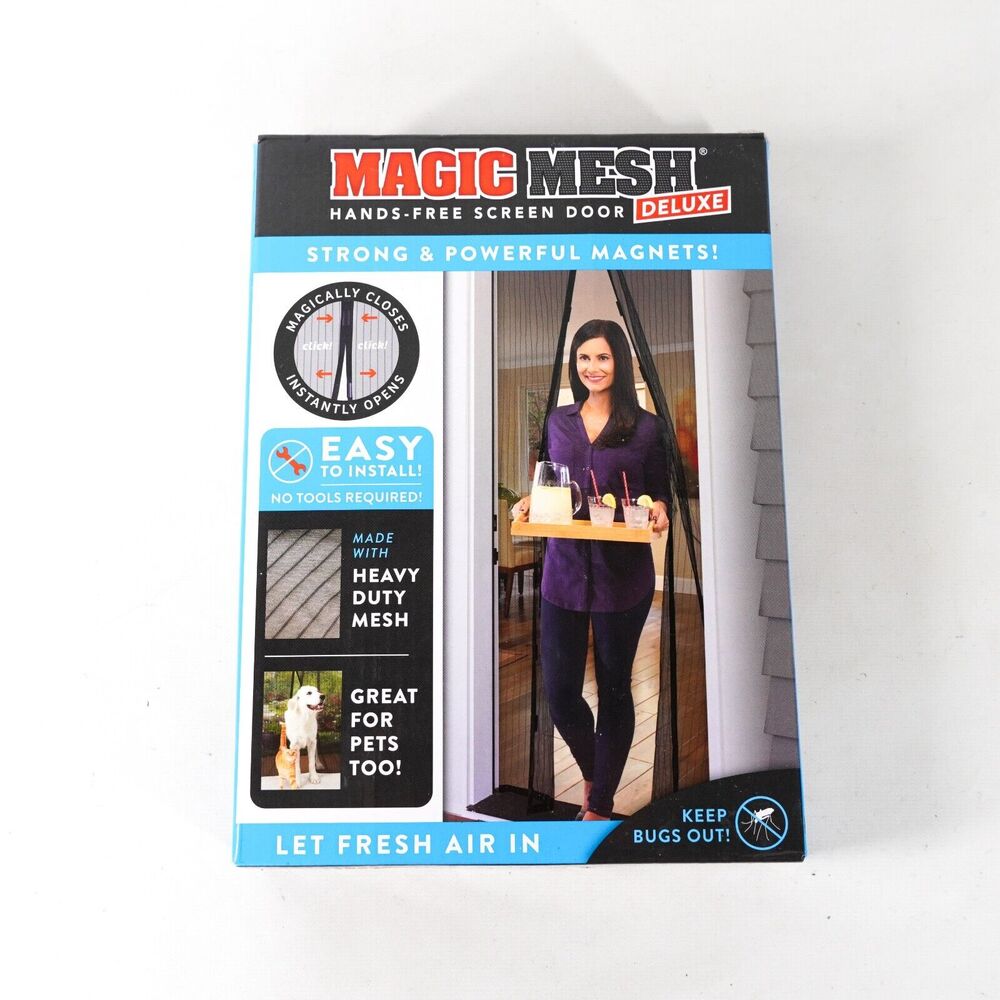 Magic Mesh Deluxe Hands Free Magnetic Screen Door Net Netting 83"x39" Black